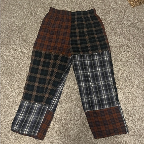 Plaid Patchwork Women's Pants - Picture 3 of 6